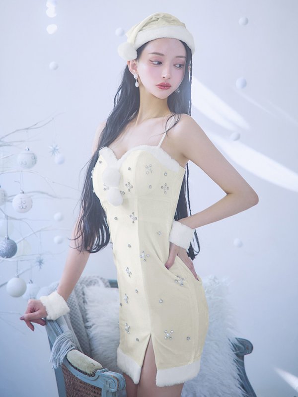 画像6: 【即日発送！】【サンタコス 4点セット】【XS-XLサイズ/2カラー】ビジュータイトキャミワンピサンタ[OF01]