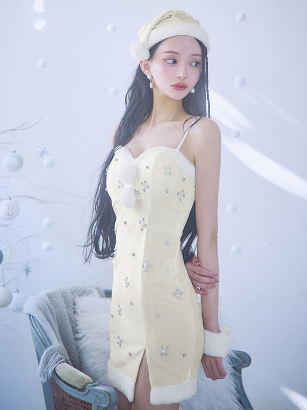 画像7: 【即日発送！】【サンタコス 4点セット】【XS-XLサイズ/2カラー】ビジュータイトキャミワンピサンタ[OF01]