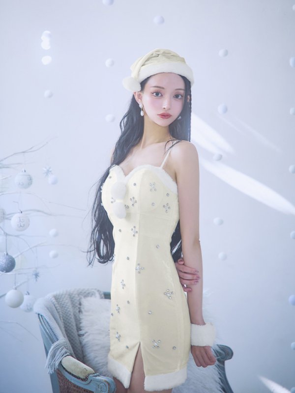 画像8: 【即日発送！】【サンタコス 4点セット】【XS-XLサイズ/2カラー】ビジュータイトキャミワンピサンタ[OF01]