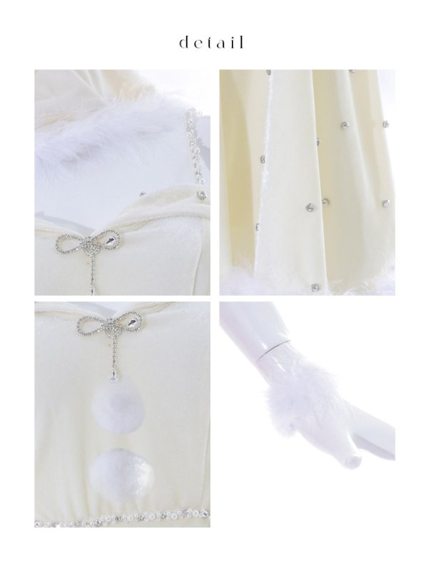 画像49: 【ノベルティ対象】【即日発送！】【サンタコス 5点セット】【XS-XLサイズ/3カラー】オフショルビジューリボンフレアサンタ[YMT]