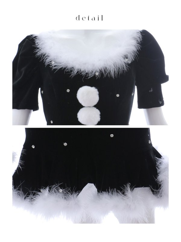 画像35: 【即日発送】【サンタコス 5点セット】【S-Mサイズ/2カラー】ベロアパールビジューサンタコスプレ[YMT]