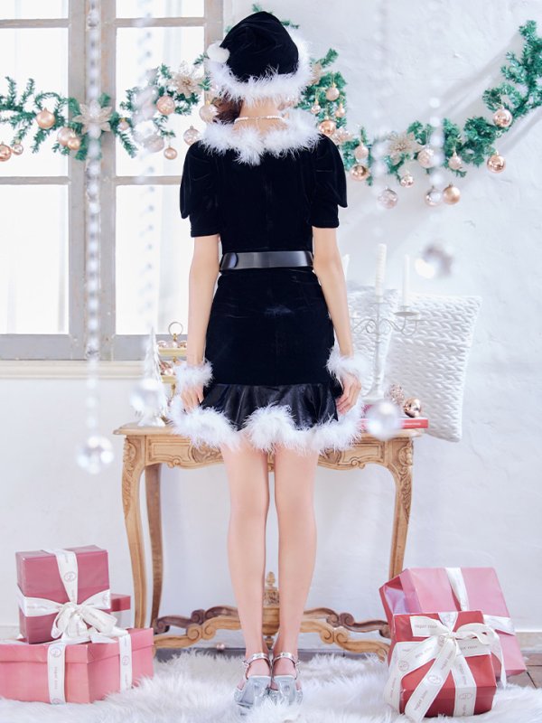 画像13: 【即日発送】【サンタコス 5点セット】【S-Mサイズ/2カラー】ベロアパールビジューサンタコスプレ[YMT]