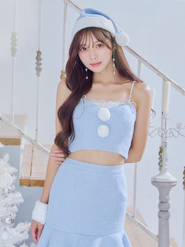 画像30: 【即日発送！】【サンタコス 5点セット】【S-Mサイズ/2カラー】ツイードキャミマーメイドセットアップサンタコスプレ[YMT]