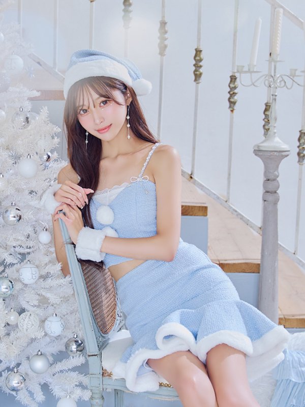 画像26: 【即日発送！】【サンタコス 5点セット】【S-Mサイズ/2カラー】ツイードキャミマーメイドセットアップサンタコスプレ[YMT]