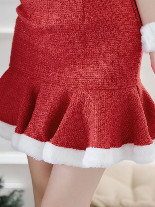 画像17: 【即日発送！】【サンタコス 5点セット】【S-Mサイズ/2カラー】ツイードキャミマーメイドセットアップサンタコスプレ[YMT]