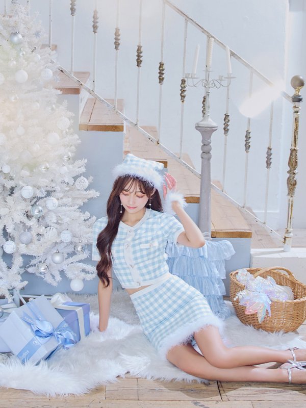 画像14: 【即日発送！】【サンタコス 4点セット】【S-Mサイズ/1カラー】ギンガムチェックサンタコスプレ[YMT]