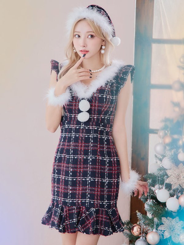 画像3: SALE!【サンタコス 4点セット】【S-Lサイズ/1カラー】マーメイドツイードサンタ[YMT]