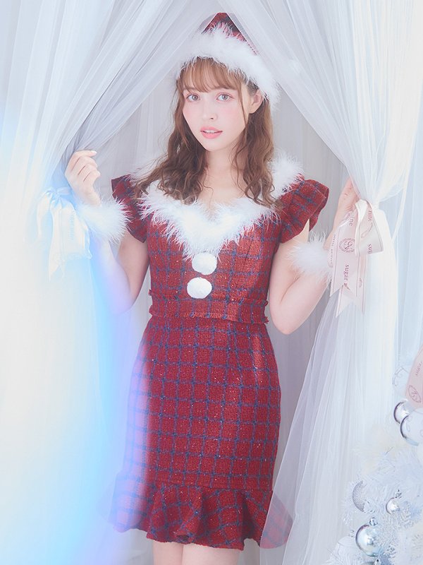 画像4: SALE!【サンタコス 5点セット】【S-XLサイズ/1カラー】マーメイドチェックサンタコスプレ[YMT]