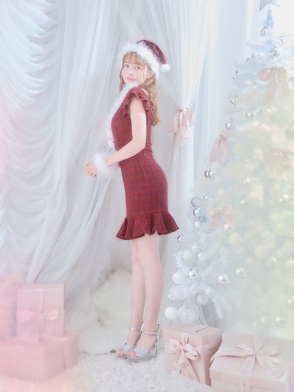 画像7: SALE!【サンタコス 5点セット】【S-XLサイズ/1カラー】マーメイドチェックサンタコスプレ[YMT]