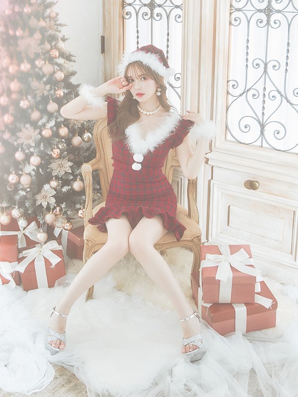 画像3: SALE!【サンタコス 5点セット】【S-XLサイズ/1カラー】マーメイドチェックサンタコスプレ[YMT]