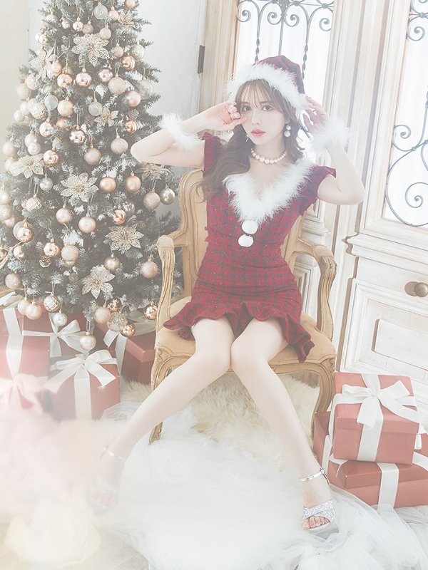 画像7: SALE!【サンタコス 5点セット】【S-XLサイズ/1カラー】マーメイドチェックサンタコスプレ[YMT]