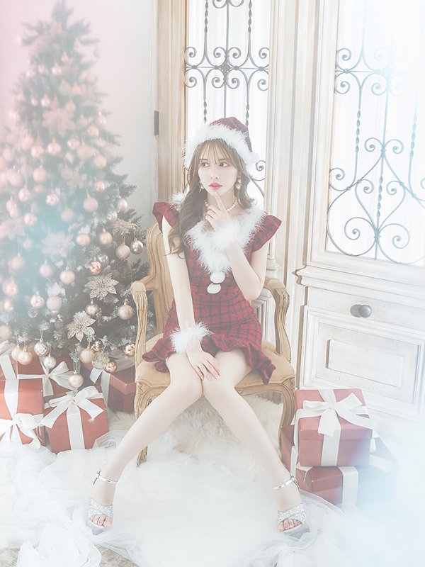 画像9: SALE!【サンタコス 5点セット】【S-XLサイズ/1カラー】マーメイドチェックサンタコスプレ[YMT]