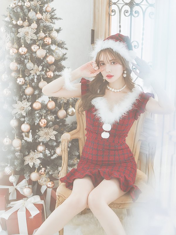 画像14: SALE!【サンタコス 5点セット】【S-XLサイズ/1カラー】マーメイドチェックサンタコスプレ[YMT]