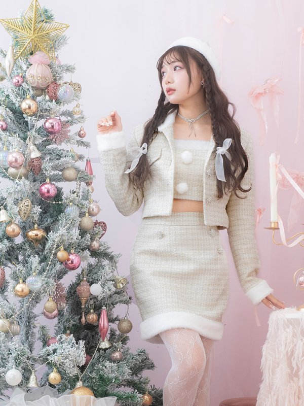 画像5: SALE!【サンタコス 5点セット】【XS-Lサイズ/1カラー】ジャケット付きツイードセットアップサンタ[YMT]