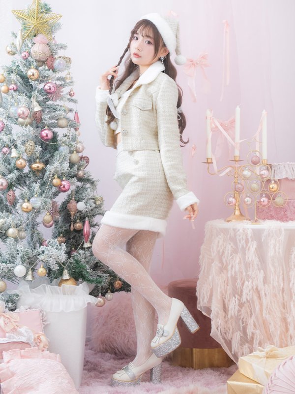 画像7: SALE!【サンタコス 5点セット】【XS-Lサイズ/1カラー】ジャケット付きツイードセットアップサンタ[YMT]