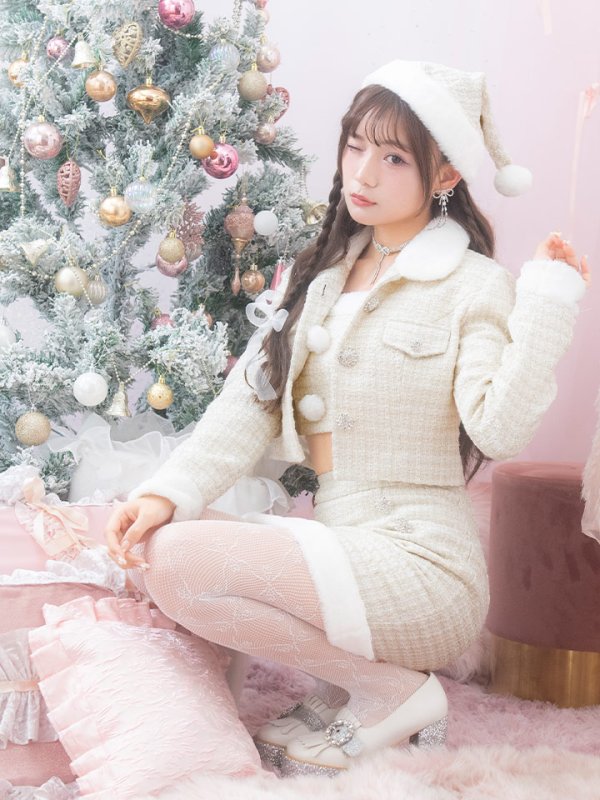 画像9: SALE!【サンタコス 5点セット】【XS-Lサイズ/1カラー】ジャケット付きツイードセットアップサンタ[YMT]