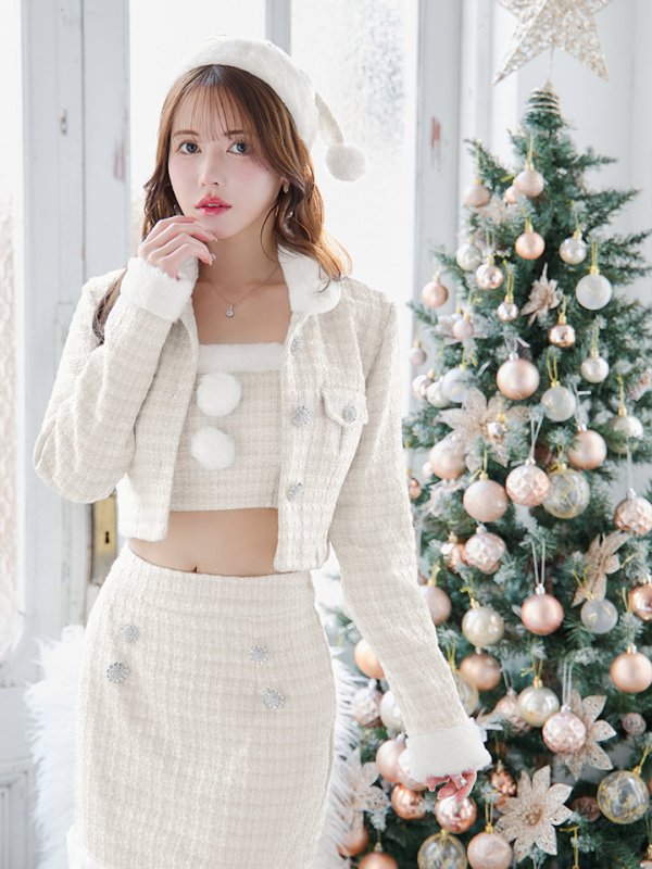 画像27: SALE!【サンタコス 5点セット】【XS-Lサイズ/1カラー】ジャケット付きツイードセットアップサンタ[YMT]