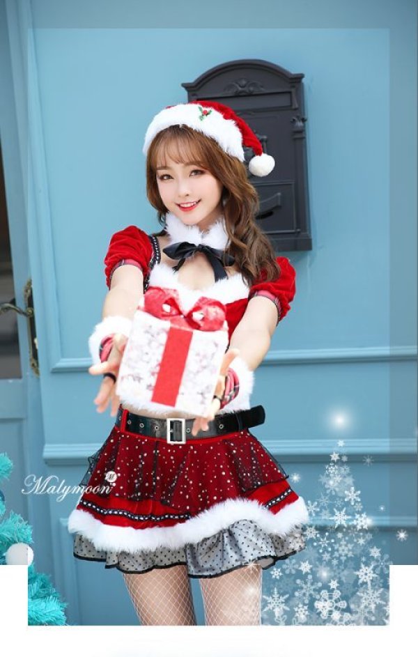 画像3: 【即日発送】【クリスマスコスプレ8点セット】【Malymoon/マリームーン】チェック柄サンタクロース【フリーサイズ/1カラー】[YMT]