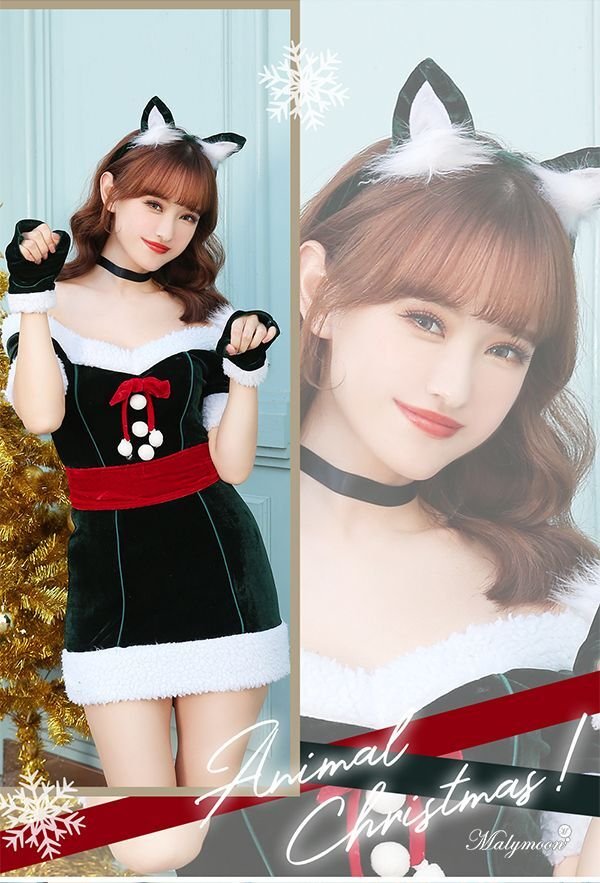 画像10: 【即日発送】【クリスマスコスプレ7点セット】【Malymoon/マリームーン】キャットサンタコスプレ【フリーサイズ/1カラー】[YMT]