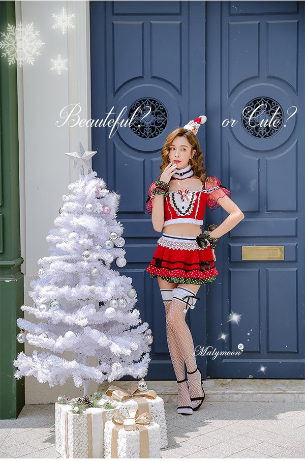 画像10: 【即日発送】【クリスマスコスプレ7点セット】【Malymoon/マリームーン】パフスリーブサンタクロース[YMT]