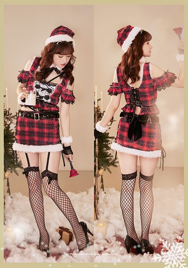画像10: 【即日発送】【クリスマスコスプレ9-10点セット】【Malymoon/マリームーン】2タイプ猫耳チェックサンタ【フリーサイズ/1カラー】[YMT]