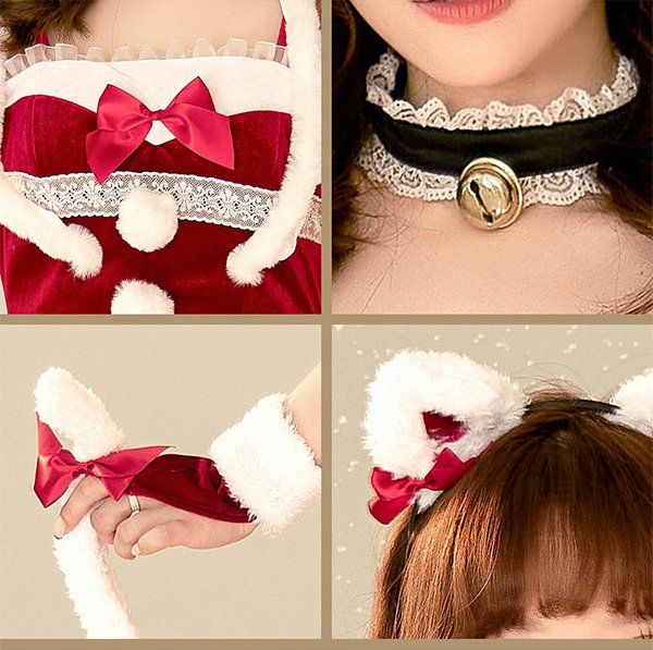 画像10: 【即日発送】【クリスマスコスプレ7点セット】【Malymoon/マリームーン】ポンポン猫耳サンタ【フリーサイズ/1カラー】[YMT]