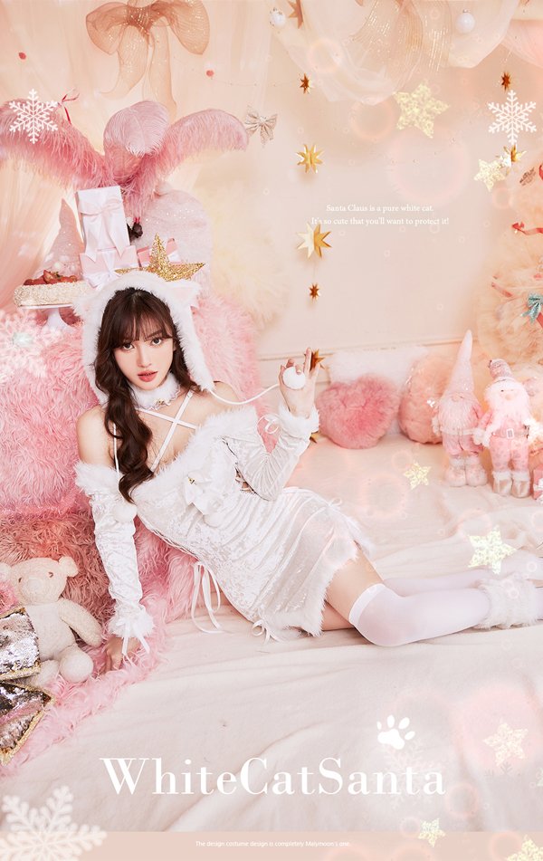 画像9: 【即日発送】【クリスマスコスプレ5点セット】【Malymoon/マリームーン】ホワイトキャットサンタ【フリーサイズ/1カラー】[OF03]