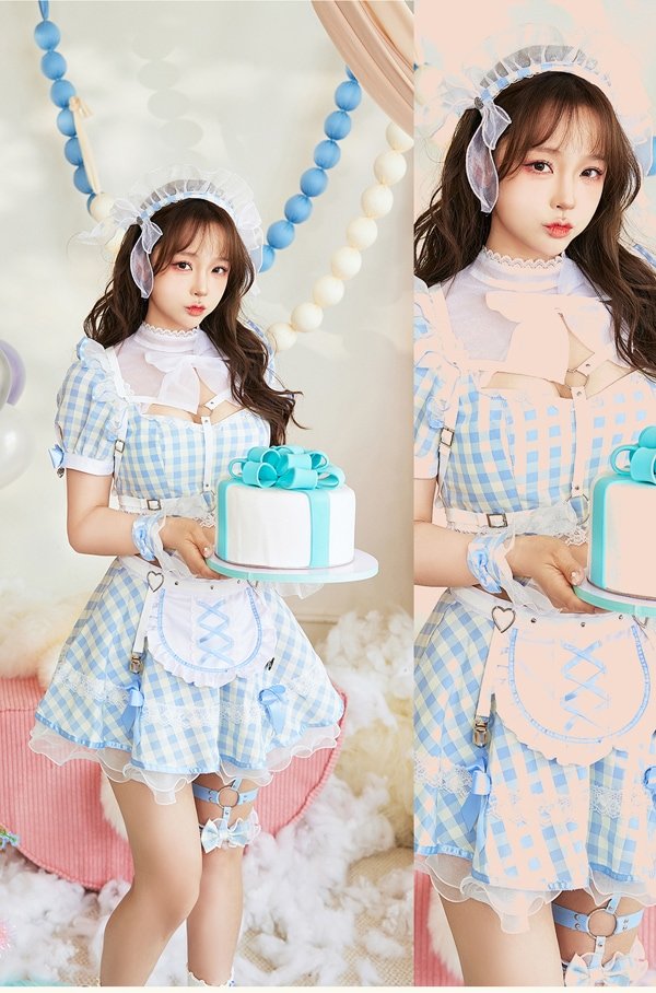 画像10: 【即日発送】ハーネスポップギンガムチェックメイド【マリームーン】【ハロウィンコスプレ8点セット】【フリーサイズ/3カラー】[OF04]