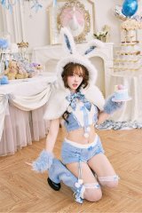 【即日発送】ふわふわメレンゲリボンバニー【マリームーン】【ハロウィンコスプレ7点セット】【フリーサイズ/1カラー】[YMT]