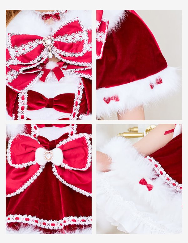 画像9: 【クリスマスコスプレ8点セット】【Malymoon/マリームーン】リボンケープドーリーサンタコスプレ【2サイズ/1カラー】【予約/12月上旬発送予定】[HC03]