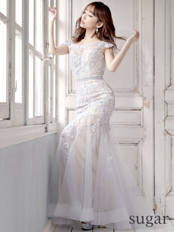 画像16: 【JEAN MACLEAN/ジャンマクレーン】チュール/ 切り替え/ レース刺繍/ マーメイド/ スピンドル/ ロング/ロングドレス /キャバドレス long[OF2A]