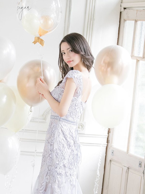 画像10: 【JEAN MACLEAN/ジャンマクレーン】チュール/ 切り替え/ レース刺繍/ マーメイド/ スピンドル/ ロング/ロングドレス /キャバドレス long[OF2A]