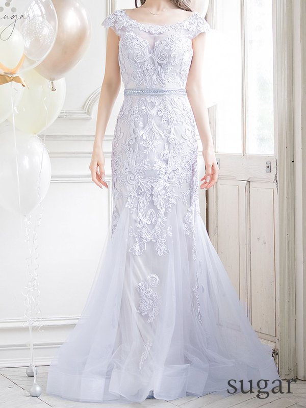 画像12: 【JEAN MACLEAN/ジャンマクレーン】チュール/ 切り替え/ レース刺繍/ マーメイド/ スピンドル/ ロング/ロングドレス /キャバドレス long[OF2A]