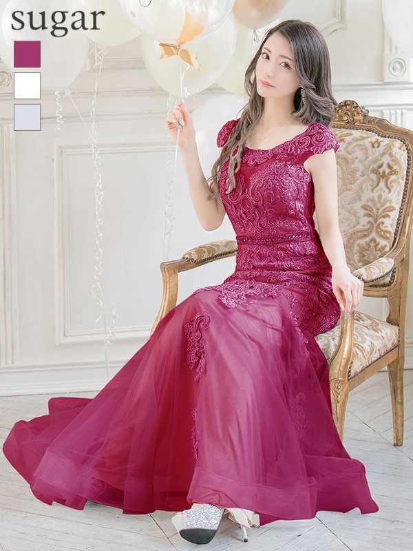 画像19: 【JEAN MACLEAN/ジャンマクレーン】チュール/ 切り替え/ レース刺繍/ マーメイド/ スピンドル/ ロング/ロングドレス /キャバドレス long[OF2A]