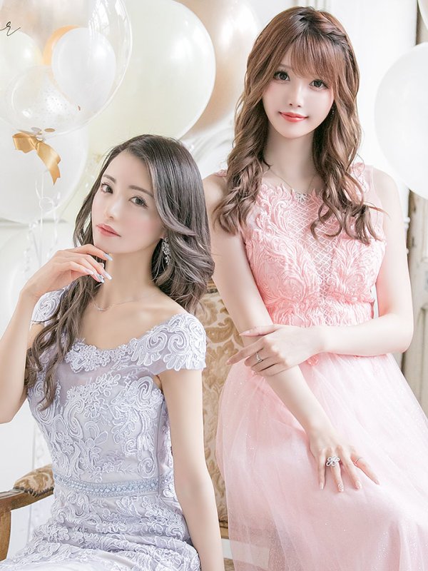 画像2: 【JEAN MACLEAN/ジャンマクレーン】チュール/ 切り替え/ レース刺繍/ マーメイド/ スピンドル/ ロング/ロングドレス /キャバドレス long[OF2A]