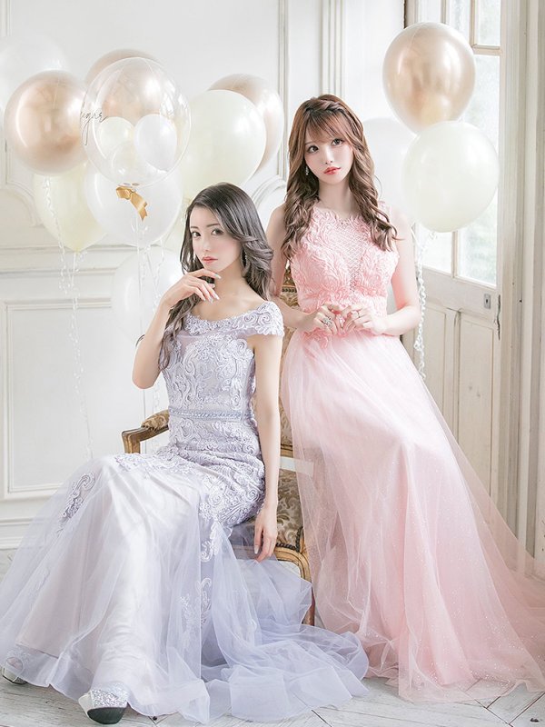 画像4: 【JEAN MACLEAN/ジャンマクレーン】チュール/ 切り替え/ レース刺繍/ マーメイド/ スピンドル/ ロング/ロングドレス /キャバドレス long[OF2A]