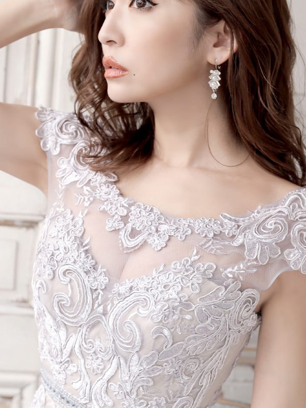 画像2: 【JEAN MACLEAN/ジャンマクレーン】チュール/ 切り替え/ レース刺繍/ マーメイド/ スピンドル/ ロング/ロングドレス /キャバドレス long[OF2A]