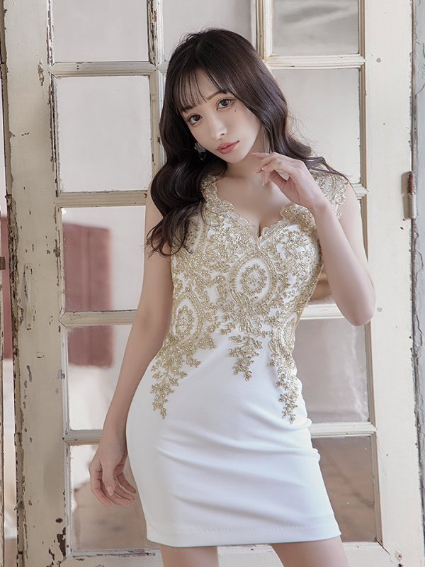 画像6: sugar限定カラーあり★【IRMA/イルマ】刺繍デザイン/ ストレッチ/ タイト/ ミニドレス/ キャバドレス[HC03]