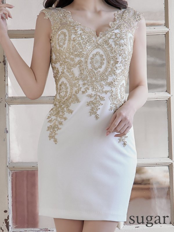 画像8: sugar限定カラーあり★【IRMA/イルマ】刺繍デザイン/ ストレッチ/ タイト/ ミニドレス/ キャバドレス[HC03]