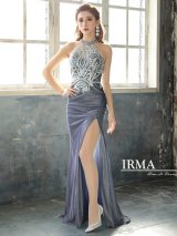 【IRMA/イルマ】アメスリ/ ホルターネック/ ラメ/ 刺繍レース/ スリット/ タイト/ ロングドレス/ キャバドレス long[HC03]