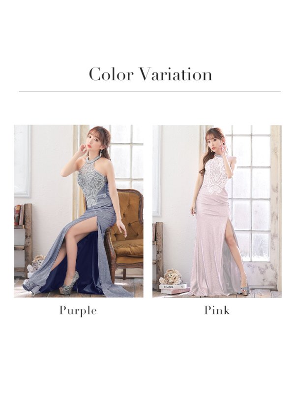 画像17: 【IRMA/イルマ】アメスリ/ ホルターネック/ ラメ/ 刺繍レース/ スリット/ タイト/ ロングドレス/ キャバドレス long[HC03]