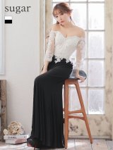 Lサイズあり!!【JEAN MACLEAN/ジャンマクレーン】オフショル /七分袖 /スピンドル /ロングドレス /ロングドレス /キャバドレス  long[OF2A]