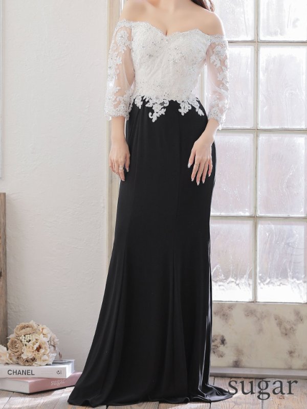 画像8: Lサイズあり!!【JEAN MACLEAN/ジャンマクレーン】オフショル /七分袖 /スピンドル /ロングドレス /ロングドレス /キャバドレス  long[OF2A]