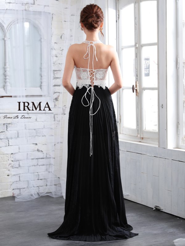 画像4: 【IRMA/イルマ】バイカラー/レースプリーツ/ Aライン/ ロング/ キャバドレス long[HC03]