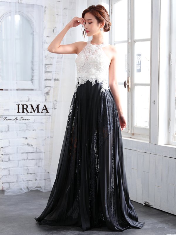 画像3: 【IRMA/イルマ】バイカラー/レースプリーツ/ Aライン/ ロング/ キャバドレス long[HC03]