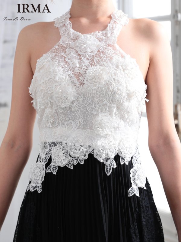 画像5: 【IRMA/イルマ】バイカラー/レースプリーツ/ Aライン/ ロング/ キャバドレス long[HC03]