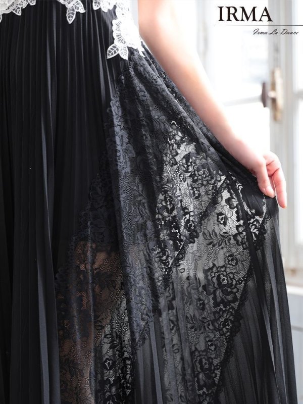 画像6: 【IRMA/イルマ】バイカラー/レースプリーツ/ Aライン/ ロング/ キャバドレス long[HC03]