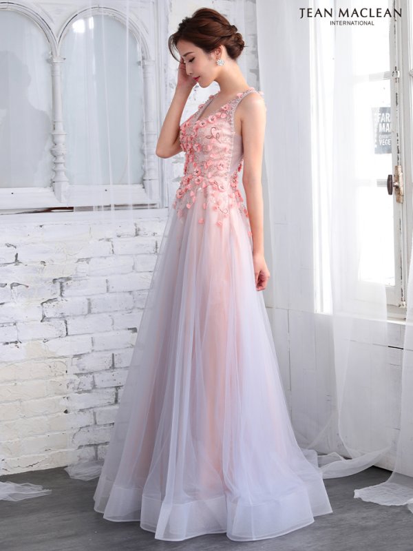 画像4: 【JEAN MACLEAN/ジャンマクレーン】立体フラワー刺繍/ ノースリーブ/ チュール/ プリンセス/ ロング/ キャバドレス long[OF2A]