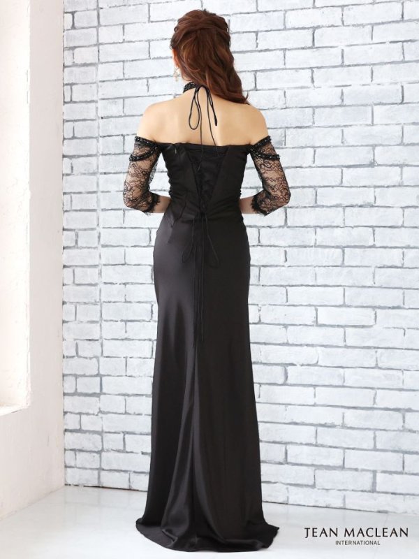画像4: 【JEAN MACLEAN/ジャンマクレーン】ワンカラー/ オフショル/ レース/ スリット/ ロング/ キャバドレス long[OF2A]