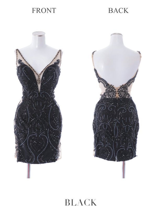 画像17: 【IRMA/イルマ】 ワンカラー/ ノースリーブ/ シアーレース/タイト/ ミニドレス/ キャバドレス[HC03]